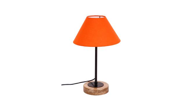 Wes Orange Fabric Shade Table Lamp with Natural  Wood & Iron  Base (Orange) by Urban Ladder - Front View Design 1 - 609891