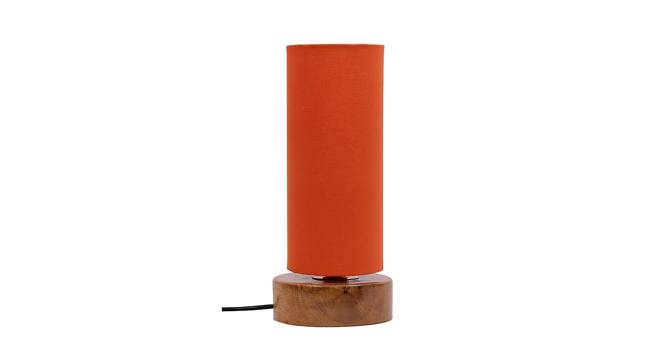 Flint Orange Fabric Shade Table Lamp with Natural  Wooden Base (Orange) by Urban Ladder - Front View Design 1 - 609897