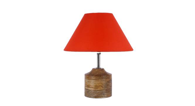 Jean Orange Fabric Shade Table Lamp with Natural  Wooden Base (Orange) by Urban Ladder - Front View Design 1 - 609908