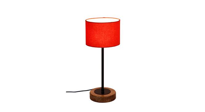 Vance Orange Fabric Shade Table Lamp with Natural  Wood & Iron  Base (Orange) by Urban Ladder - Design 1 Side View - 609921