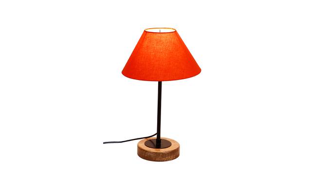 Wes Orange Fabric Shade Table Lamp with Natural  Wood & Iron  Base (Orange) by Urban Ladder - Design 1 Side View - 609922