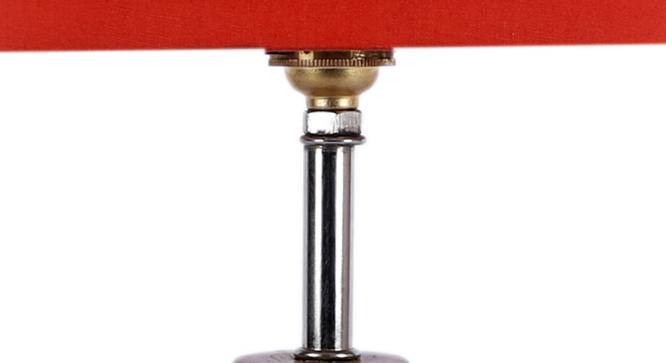 Doris Orange Fabric Shade Table Lamp with Natural  Wooden Base (Orange) by Urban Ladder - Design 1 Side View - 609950