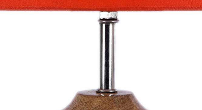 Jean Orange Fabric Shade Table Lamp with Natural  Wooden Base (Orange) by Urban Ladder - Design 1 Side View - 609954