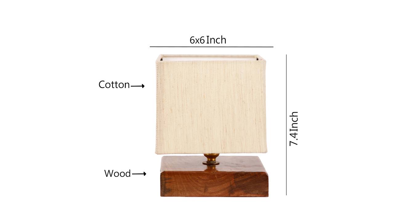 Eugene Off White Fabric Shade Table Lamp with Natural Wooden Base