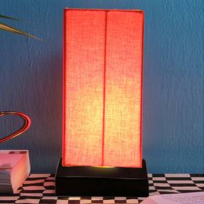 Tony Orange Fabric Shade Table Lamp with Black Iron Base-image-8