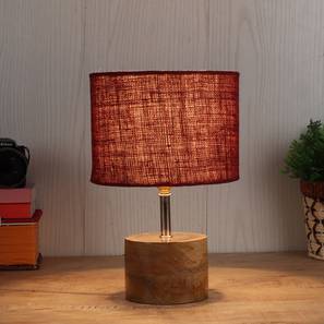 devansh Wilfreda Maroon Natural Fiber Shade Table Lamp with Natural Wooden Base-picture-20