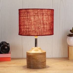 devansh Elizabeth Maroon Natural Fiber Shade Table Lamp with Natural Wooden Base-picture-13