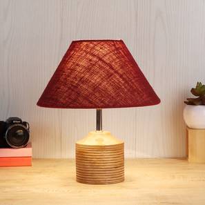 devansh Joyce Maroon Natural Fiber Shade Table Lamp with Natural Wooden Base-picture-12