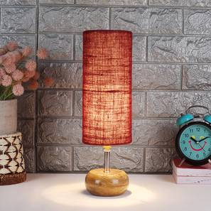 Table Lamps In Hyderabad Design Norah Maroon Natural Fiber Shade Table Lamp with Natural  Wooden Base (Maroon)