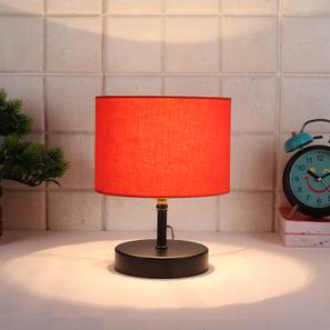 devansh Willa Orange Fabric Shade Table Lamp with Black Iron Base-picture-13