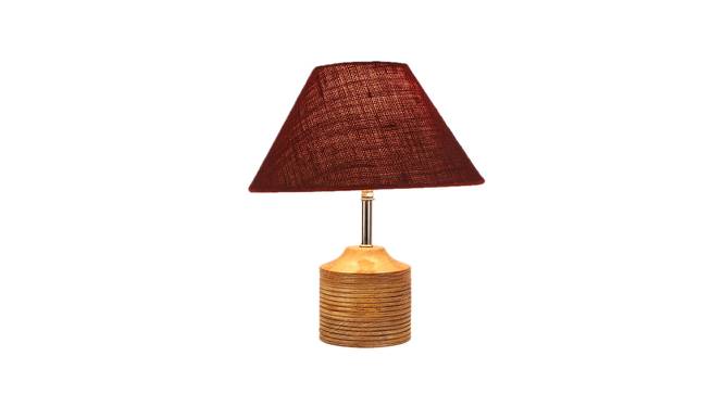 Joyce Maroon Natural Fiber Shade Table Lamp with Natural  Wooden Base (Maroon) by Urban Ladder - Front View Design 1 - 610045