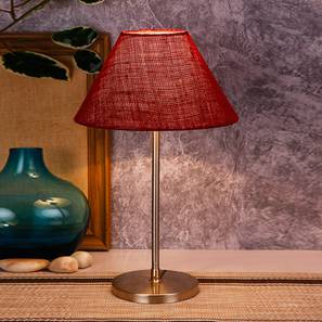Cedric Maroon Natural Fiber Shade Table Lamp with Steel Steel Base-image-1