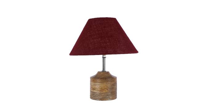 Joyce Maroon Natural Fiber Shade Table Lamp with Natural  Wooden Base (Maroon) by Urban Ladder - Design 1 Side View - 610086