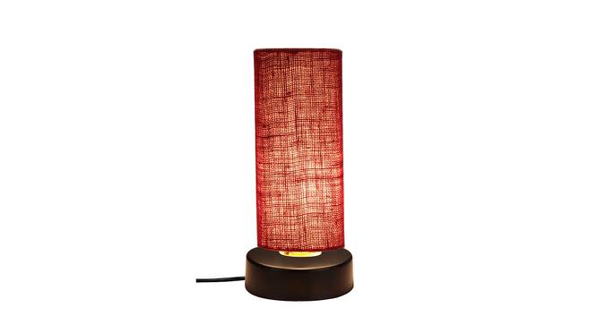 Zaid Maroon Natural Fiber Shade Table Lamp with Black  Iron  Base (Maroon) by Urban Ladder - Front View Design 1 - 610095