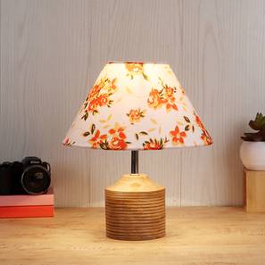 devansh Katherine Multicolor Fabric Shade Table Lamp with Natural Wooden Base-picture-16