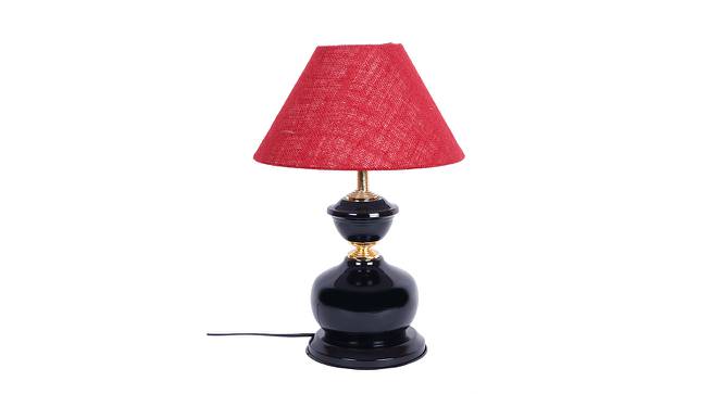 Casen Maroon Natural Fiber Shade Table Lamp with Black  Iron  Base (Maroon) by Urban Ladder - Design 1 Side View - 610176
