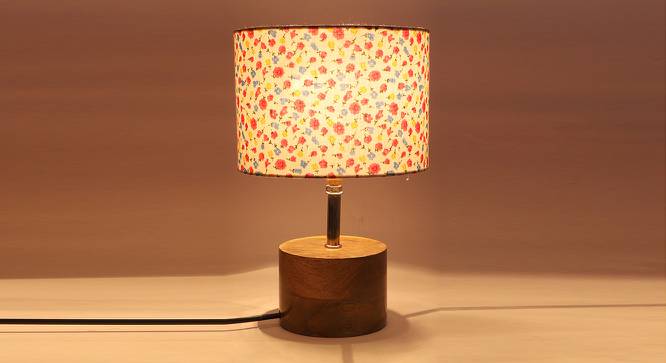 Fairbanks Multicolor Fabric Shade Table Lamp with Natural  Wooden Base (Multicolor) by Urban Ladder - Front View Design 1 - 610201