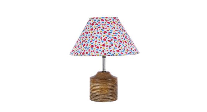 Laura Multicolor Fabric Shade Table Lamp with Natural  Wooden Base (Multicolor) by Urban Ladder - Front View Design 1 - 610228