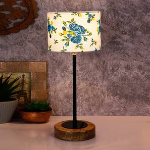 Maxton Multicolor Fabric Shade Table Lamp with Natural Wood & Iron Base-image-13
