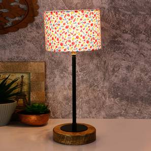 devansh Harris Multicolor Fabric Shade Table Lamp with Natural Wood & Iron Base-picture-10