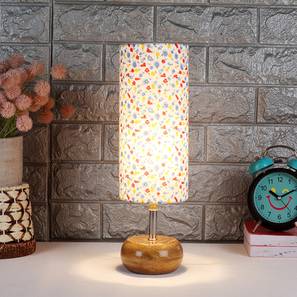 Sylvia Multicolor Fabric Shade Table Lamp with Natural Wooden Base-image-17