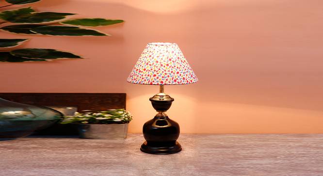 Marcellus Multicolor Fabric Shade Table Lamp with Black  Iron  Base (Multicolor) by Urban Ladder - Front View Design 1 - 610538