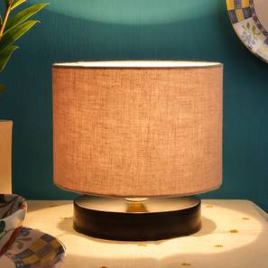 Decor Deals Under 1000 Design Atley Grey Fabric Shade Table Lamp with Black  Iron  Base (Grey)