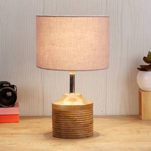 devansh Edith Grey Fabric Shade Table Lamp with Natural Wooden Base-picture-16