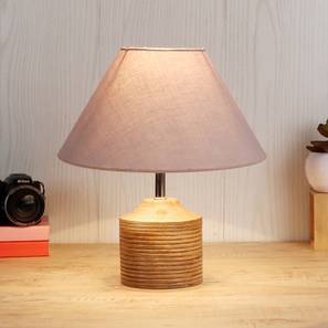 devansh Jhumpa Grey Fabric Shade Table Lamp with Natural Wooden Base-picture-20