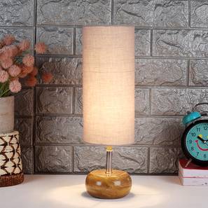 devansh Maya Grey Fabric Shade Table Lamp with Natural Wooden Base-picture-18