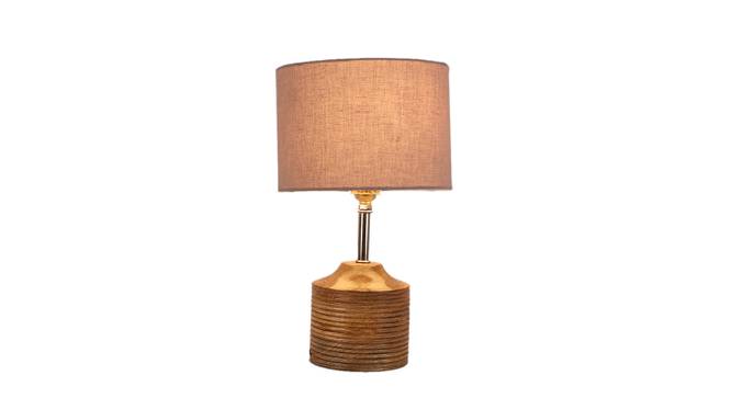 Edith Grey Fabric Shade Table Lamp with Natural  Wooden Base (Grey) by Urban Ladder - Front View Design 1 - 610712