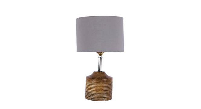 Edith Grey Fabric Shade Table Lamp with Natural  Wooden Base (Grey) by Urban Ladder - Design 1 Side View - 610730