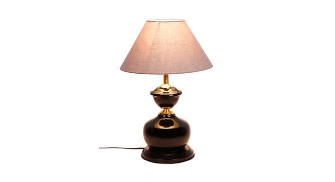 Joe Grey Fabric Shade Table Lamp with Black  Iron  Base (Grey) by Urban Ladder - Front View Design 1 - 610794