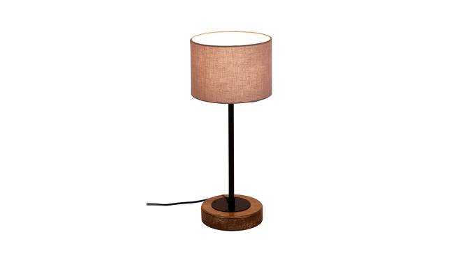 Frankie Grey Fabric Shade Table Lamp with Natural  Wood & Iron  Base (Grey) by Urban Ladder - Front View Design 1 - 610807