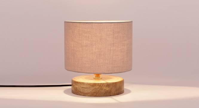 Alton Grey Fabric Shade Table Lamp with Natural  Wooden Base (Grey) by Urban Ladder - Front View Design 1 - 610809