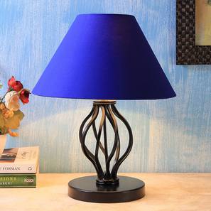 devansh Marillyn Blue Fabric Shade Table Lamp with Black Iron Base-picture-11
