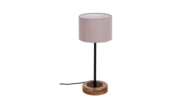 Frankie Grey Fabric Shade Table Lamp with Natural  Wood & Iron  Base (Grey) by Urban Ladder - Design 1 Side View - 610846