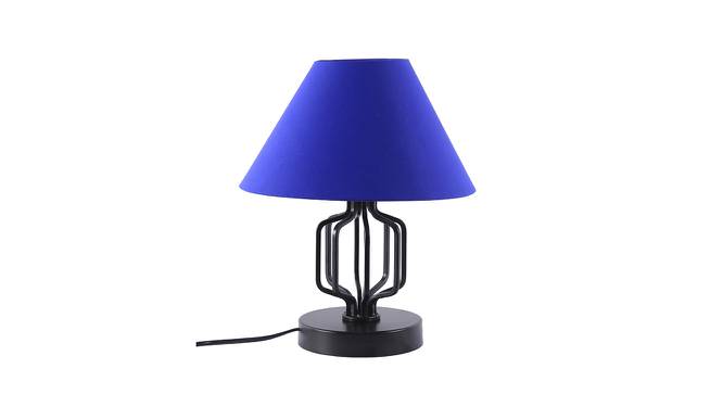 Euell Blue Fabric Shade Table Lamp with Black  Iron  Base (Blue) by Urban Ladder - Front View Design 1 - 610867