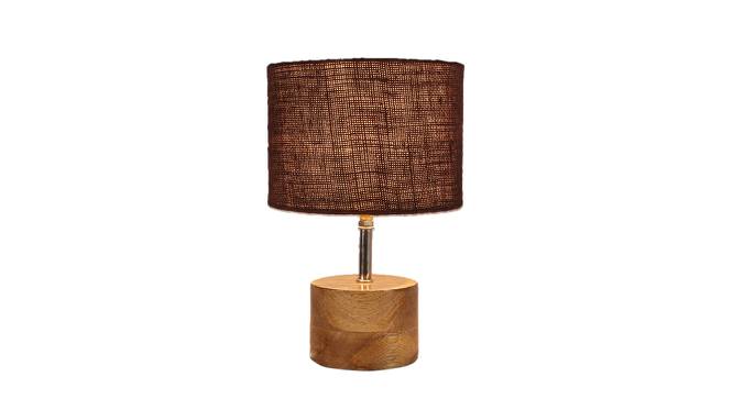 Loyall Brown Natural Fiber Shade Table Lamp with Natural  Wooden Base (Brown) by Urban Ladder - Front View Design 1 - 610872