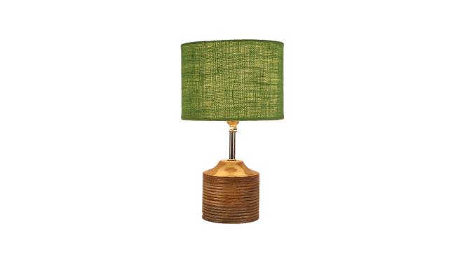 Geraldine Green Natural Fiber Shade Table Lamp with Natural  Wooden Base (Green) by Urban Ladder - Front View Design 1 - 610875