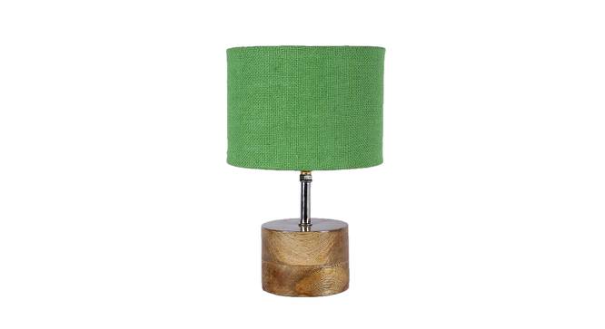 Halstead Green Natural Fiber Shade Table Lamp with Natural  Wooden Base (Green) by Urban Ladder - Design 1 Side View - 610896