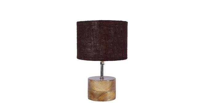 Loyall Brown Natural Fiber Shade Table Lamp with Natural  Wooden Base (Brown) by Urban Ladder - Design 1 Side View - 610897