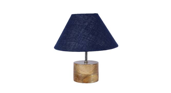 Carson Blue Natural Fiber Shade Table Lamp with Natural  Wooden Base (Blue) by Urban Ladder - Design 1 Side View - 610898