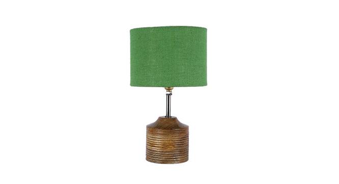 Geraldine Green Natural Fiber Shade Table Lamp with Natural  Wooden Base (Green) by Urban Ladder - Design 1 Side View - 610900