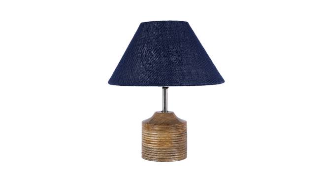 Judy Blue Natural Fiber Shade Table Lamp with Natural  Wooden Base (Blue) by Urban Ladder - Design 1 Side View - 610902
