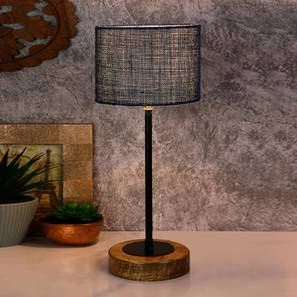 Table Lamps In Gurgaon Design Marlon Blue Natural Fiber Shade Table Lamp with Natural  Wood & Iron  Base (Blue)