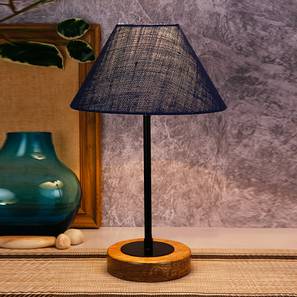 Table Lamps In Gurgaon Design Rogelio Blue Natural Fiber Shade Table Lamp with Natural  Wood & Iron  Base (Blue)