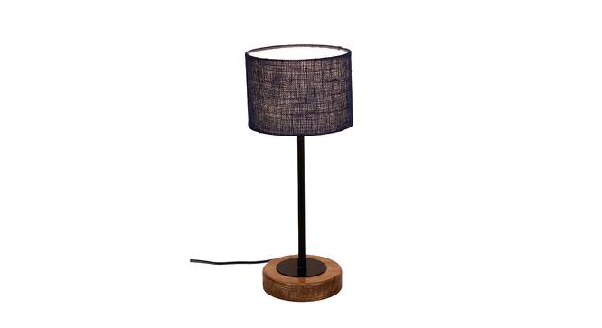 Marlon Blue Natural Fiber Shade Table Lamp with Natural  Wood & Iron  Base (Blue) by Urban Ladder - Front View Design 1 - 610982