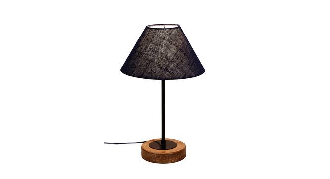 Rogelio Blue Natural Fiber Shade Table Lamp with Natural  Wood & Iron  Base (Blue) by Urban Ladder - Front View Design 1 - 610983