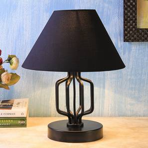Henderson Black Fabric Shade Table Lamp with Black Iron Base-image-1